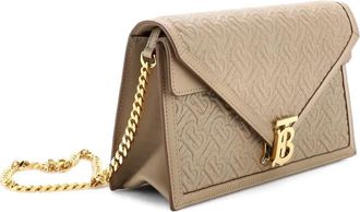 Burberry TB Envelope Chain Clutch Monogram Embossed Leather Small crossbody bag - Bruin