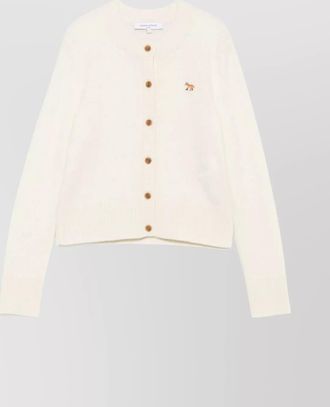 Maison Kitsuné wool cardigan with crew neck and long sleeves