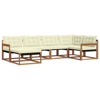 vidaXL Conjunto De Sof&aacute;s De Exterior Con Coj&iacute;n 6 Pcs Natural Y Crema Vidaxl
