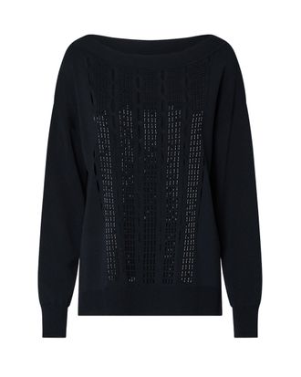 Liu Jo Black Openwork Front Knit Boat Neck Sweater