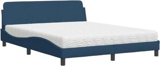 vidaXL Cama Con Colch&oacute;n De Tela Azul 160x200 Cm Vidaxl