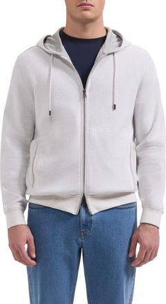 Bugatchi Piqu&eacute; Zip Hoodie in Chalk at Nordstrom, Size Xxx-Large