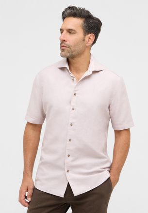 Eterna Kurzarmhemd ETERNA MODERN FIT, Herren, Gr. 41, Normalgr&ouml;ssen, sand, Twill, 59% Baumwolle, 41% Leinen, tailliert, Hemden Kurzarmhemd, EASY IRON (b&uuml;gell