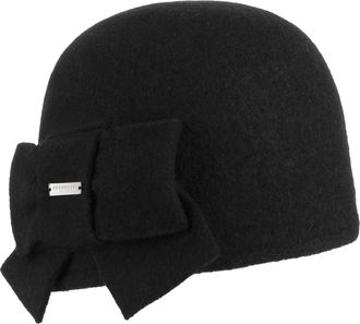 Seeberger ladies Litika Winter Hat, walking hat with Bow - Black - One size