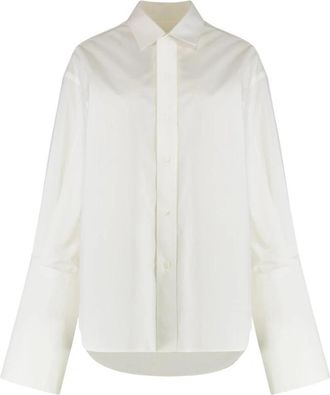 Maison Margiela Overshirt van Katoenpopeline - Dames - Overhemden - Wit - M - Katoen - Overhemden