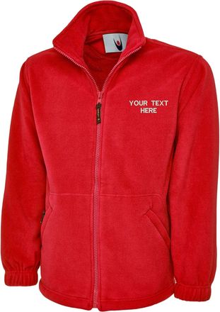 Generic Personalised Embroidered UC604 Your Text Here Micro Fleece Jacket Adult Unisex Top(XXL, Red)