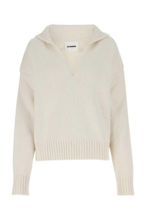 Jil Sander Ivory Cashmere Blend Oversize Sweater