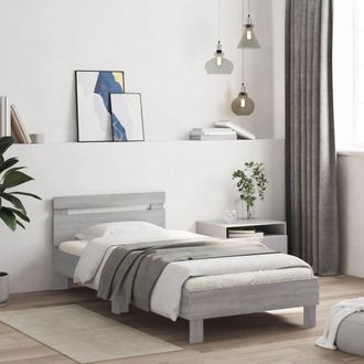 Berkfield Home Bed Frame without Mattress with Headboard Grey Sonoma 100x200 cm