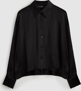 Jeanne Vouland Chemise Ima Crop Satin Noir