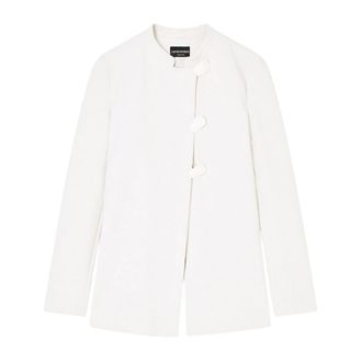 Emporio Armani Light Jackets, female, White, Size: S Embossed Textured Jersey Jacket