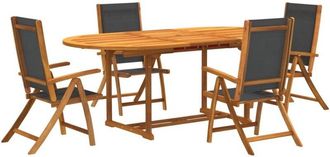 vidaXL vidaXL 5 Piece Garden Dining Set Solid Wood Acacia and Textilene