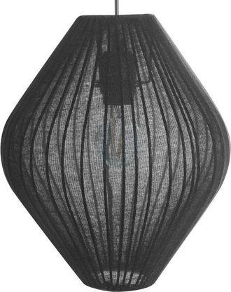 Beliani L&aacute;mpara Colgante De Dise&ntilde;o Moderno Con Pantalla De Tela Iluminaci&oacute;n Sal&oacute;n Negro Alme