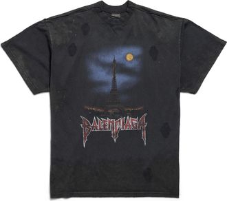 Balenciaga Paris Moon Double Front T-shirt Oversized Black 791615TQVY22020