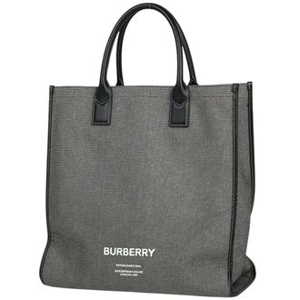 Burberry Black Canvas Leather Tote Bag (Pre-Owned)