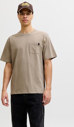 Jack & Jones Kurzarmshirt JACK & JONES JJEDOVER SLUB TEE SS NOOS, Herren, Gr. XXL, crockery, Jersey, Obermaterial: 95% Baumwolle, 5% Elasthan, unifarben, relaxed f