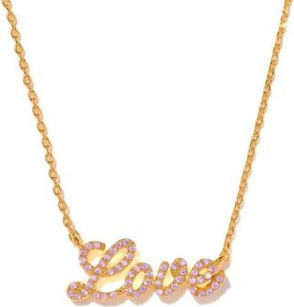 Girls Crew Love Script Pendant Necklace in Gold at Nordstrom