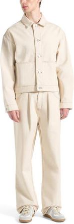 Mani&egrave;re De Voir Damien Denim Jacket with Back Pleat in Cream at Nordstrom, Size X-Small