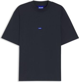 HUGO BOSS Cotton-jersey T-shirt with blue logo patch