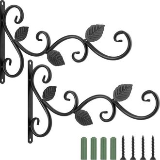 OEM Soporte Pared Flores - Aleaci&oacute;n Aluminio Forma P&aacute;jaro - Para Macetas L&aacute;mparas Jard&iacute;n Balcon Interior - Carga M&aacute;x 4 Kg - Negro - 2 Unidades