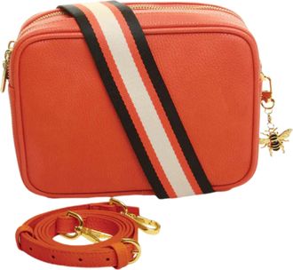 Alice Wheeler Camera Crossbody Soho Bag Double Zipped with 2 straps and bee attachment (Orange)