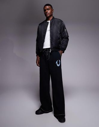 True Religion Joggers neri con logo-Nero