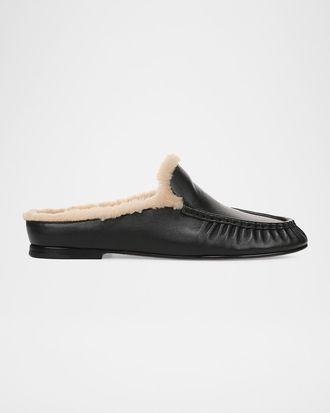 Vince Tevin Shearling Suede Mules