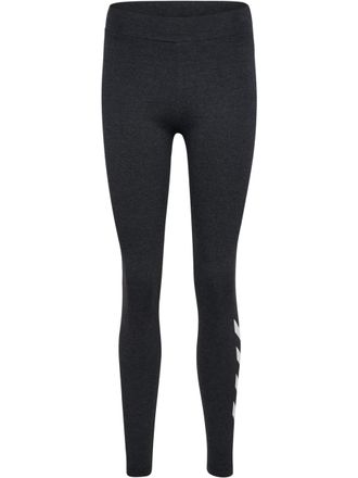 Hummel Leggings HUMMEL HMLPULSE LOGO MW TIGHTS, Damen, Gr. XL (42), N-Gr, schwarz (schwarz melange), Obermaterial: 57% Baumwolle, 38% Polyester, 5% Elasthan,