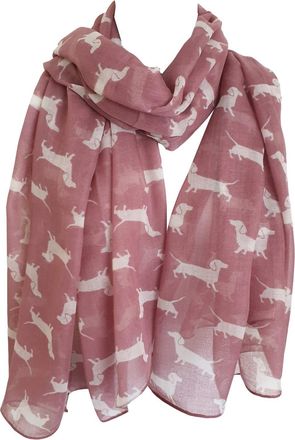 GlamLondon Dachshund Print Scarf, Mini Sausage Dogs, Animal Womens Ladies Long Big Puppies Wrap (a-Pink)