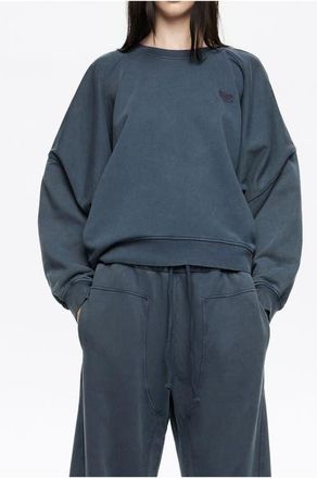 Bimba & Lola Embroidered Logo Balloon Sweatshirt in Grey Blue at Nordstrom, Size Medium Eu