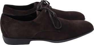 Ferragamo Lace-Up Derby Shoes in Brown Suede