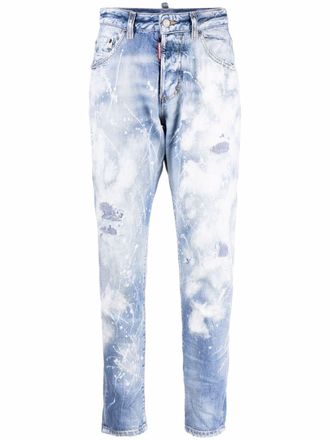 Dsquared2 paint splatter tapered jeans - women - Cotton/Cotton/Polyester - 42 - Blue