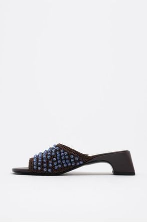 Bimba & Lola Crochet Beaded Heeled Sandal in Dark Brown at Nordstrom, Size 39