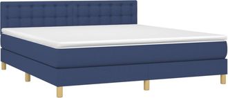 vidaXL Vidaxl - Cama Box Spring Con Colch&oacute;n Y Led Tela Azul 160x200 Cm