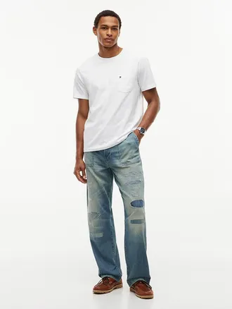 Tommy Hilfiger Mens Distressed Loose Fit Utility Jean - Zed Indigo - 30W x 30L