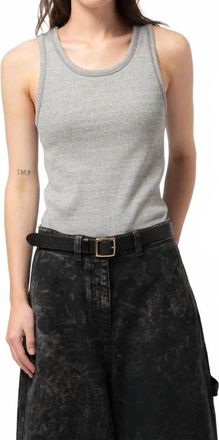Eat Dust Military Rib Jersey Tank Top In Grey Melange