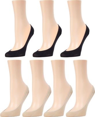 MeMoi 7-Pack Microliner No-Show Socks in Nude/black at Nordstrom