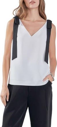 endless rose Contrast Bow V-Neck Tank Top in Off White at Nordstrom Rack, Size X-Small