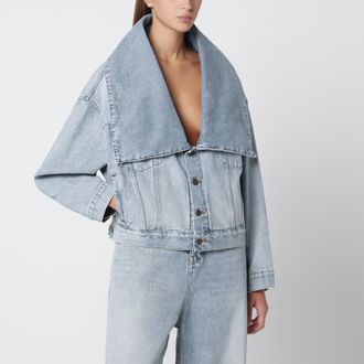 Balenciaga Giacca azzurra in denim con ampio scollo