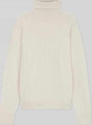 HUGO BOSS Regular Fit Rollkragenpullover aus reiner Schurwolle Modell HATILO in Offwhite, Größe XXL