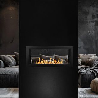 Dmora Chimenea A Bioetanol Guardea, Capacidad 1.5 Lt, Superficie Calefactable 30 M2, Potencia (kw) 3, 90x15x40h Cm Negro