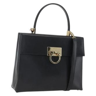 Ferragamo Pre-owned Handbags, female, Black, Size: ONE SIZE Pre-owned Leather Handbag