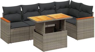 vidaXL Vidaxl - Set De Muebles De Jard&iacute;n 6 Pzas Y Cojines Rat&aacute;n Sint&eacute;tico Gris