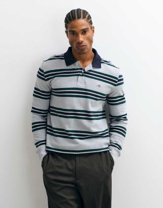 GANT polo rugby a righe grigio
