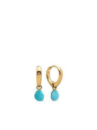 Monica Vinader turquoise-drop huggie earrings - women - Turquoise/18kt Gold Vermeil - One Size