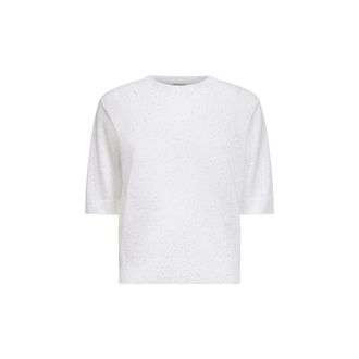 Brunello Cucinelli Brunello Cucinelli, T-Shirts, female, White, Size: L Ribbed Crewneck T-Shirt