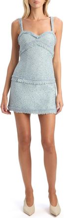 Bardot Elina Sequin Fringe Boucl&eacute; Minidress in Blue Boucle at Nordstrom, Size 8