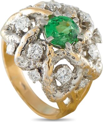 Luxury Bazaar 18K Yellow Gold 0.70ct Diamond and Tsavorite Ring MF06-081126