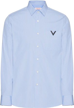 Valentino Garavani V-detail poplin shirt - men - Cotton - 40 - Blue
