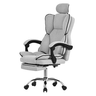 ML Design Ml-design - Silla De Ordenador Gris Claro Ergon&oacute;mica Regulable En Altura Con Respaldo Alto Asiento Gaming Giratorio Con Reposap&iacute;es, Coj&iacute;n Y Reposacabe