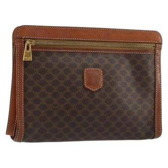 Celine Pre-owned Clutches, female, Brown, Size: ONE SIZE Pre-owned Macadam Canvas Clutch